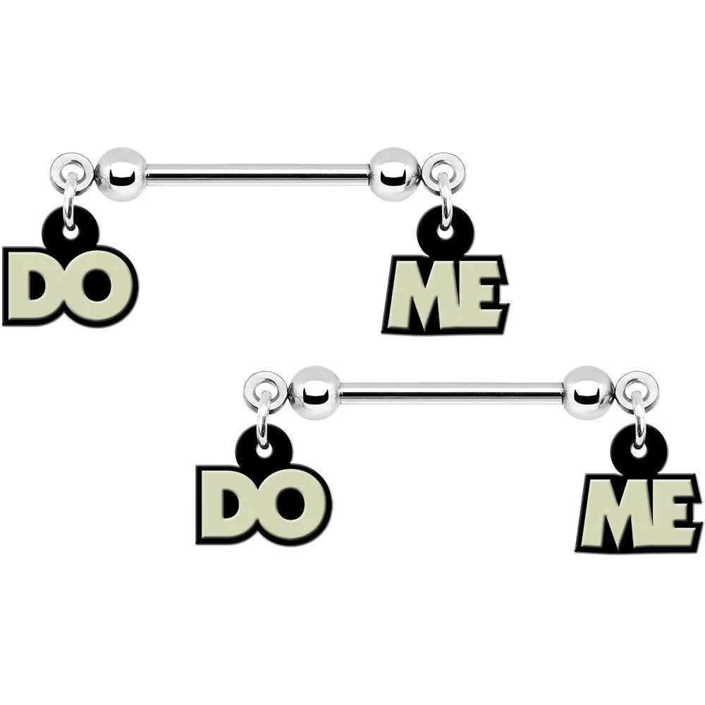 14 Gauge 5/8 Glow in the Dark Do Me Nipple Ring Set