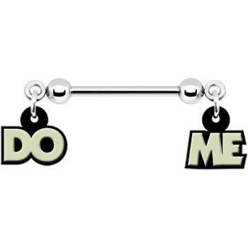 14 Gauge 5/8 Glow in the Dark Do Me Nipple Ring Set