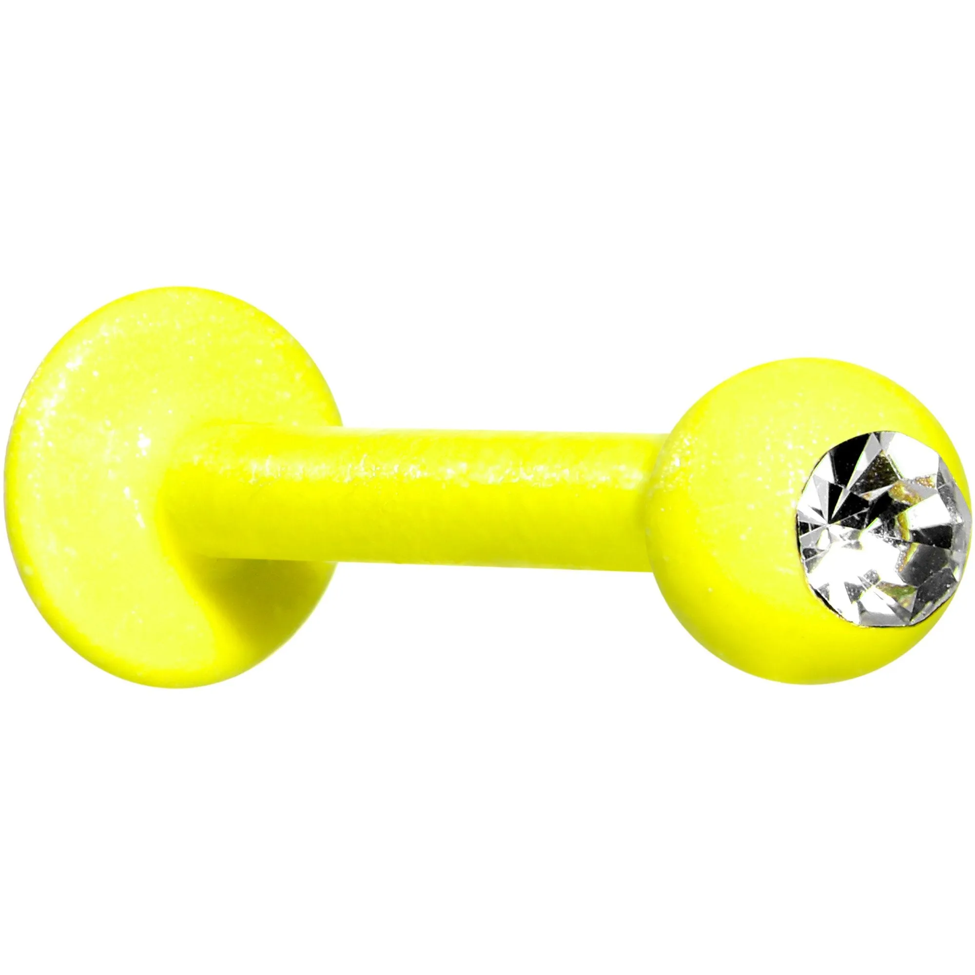 16 Gauge 3/8 Clear Gem Yellow Glow In The Dark Effect Labret Monroe