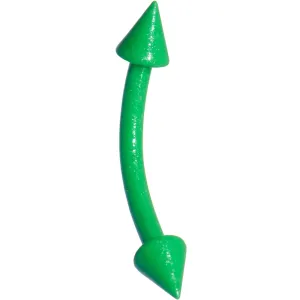 16 Gauge 3/8 Green Glow In The Dark Effect Cone Curved Eyebrow Ring