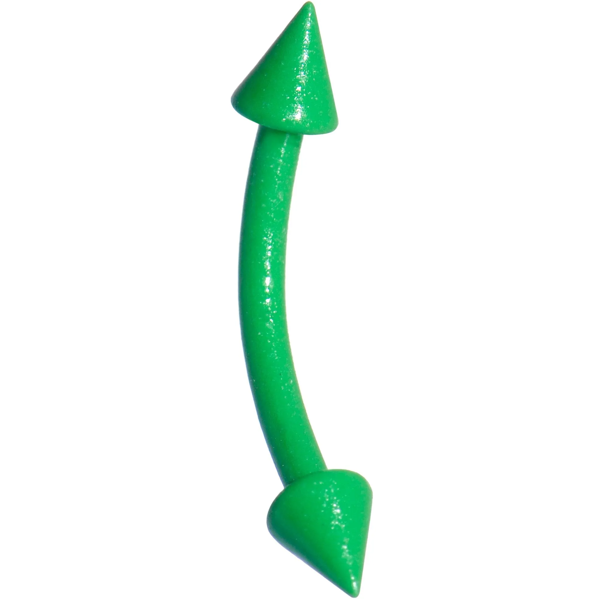 16 Gauge 3/8 Green Glow In The Dark Effect Cone Curved Eyebrow Ring