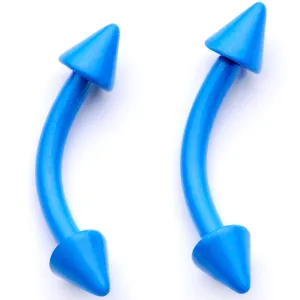 16 Gauge 5/16 Blue Glow in the Dark Cone End Curved Barbell Set of 2