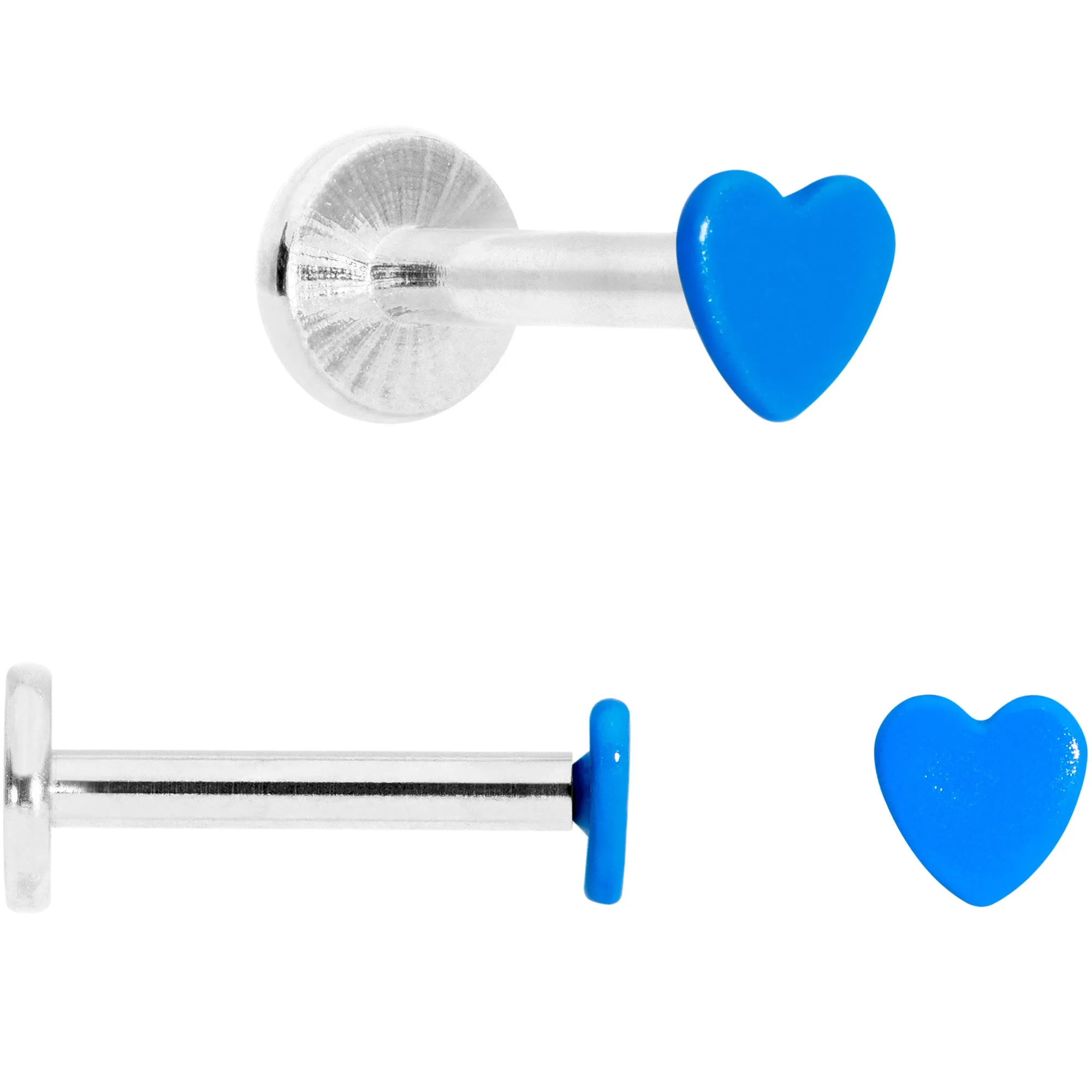16 Gauge 5/16 Blue Glow Star Heart Labret Set of 3