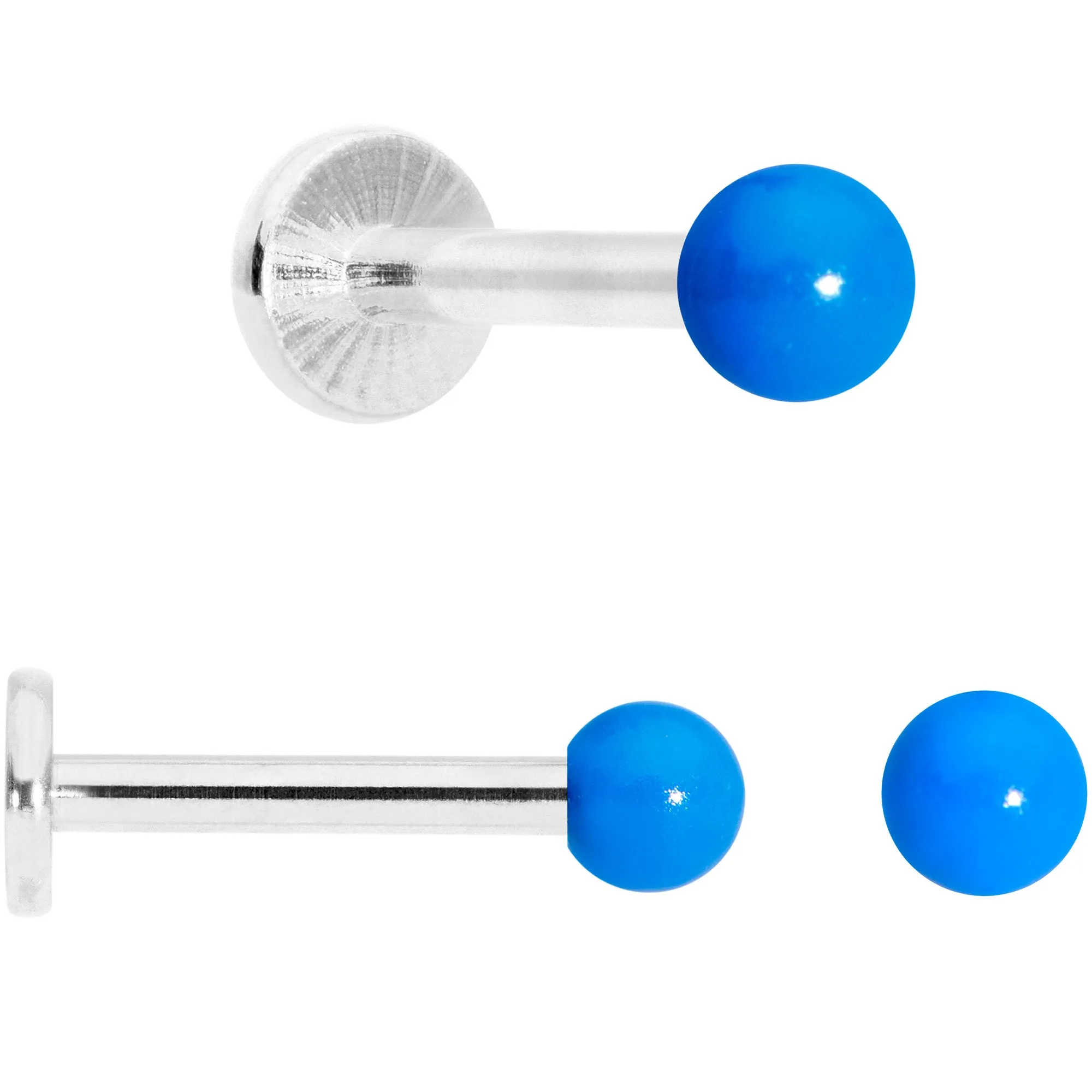 16 Gauge 5/16 Blue Glow Star Heart Labret Set of 3