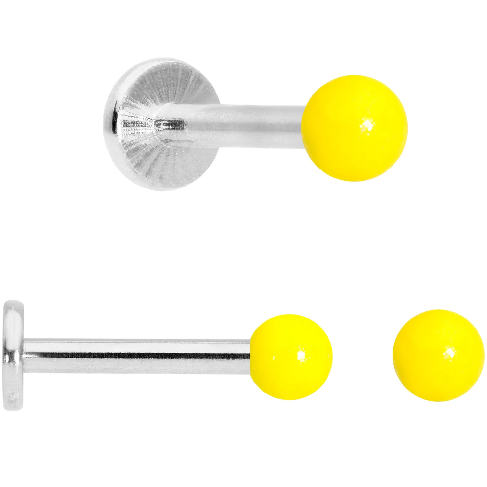 16 Gauge 5/16 Blue Pink Yellow Glow Ball Labret Set of 3