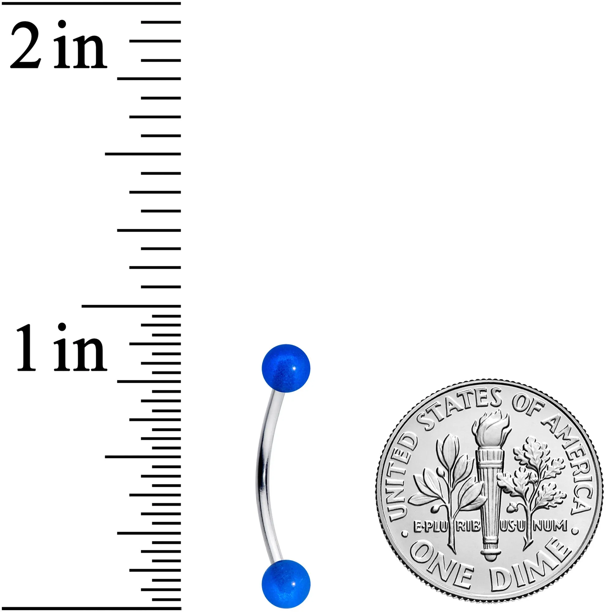 16 Gauge 9/16 Blue Glow in the Dark Ball End Curved Barbell