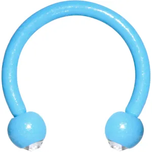 16 Gauge Clear Gem Blue Glow in the Dark Horseshoe Circular Barbell