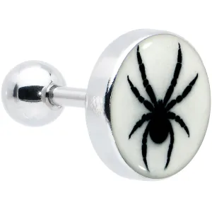 16 Gauge Glow in the Dark Black Widow Spider Tragus Cartilage Earring