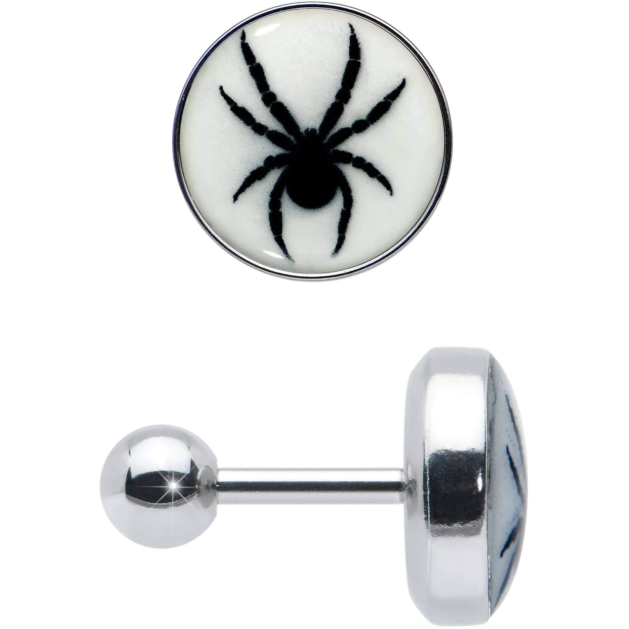 16 Gauge Glow in the Dark Black Widow Spider Tragus Cartilage Earring