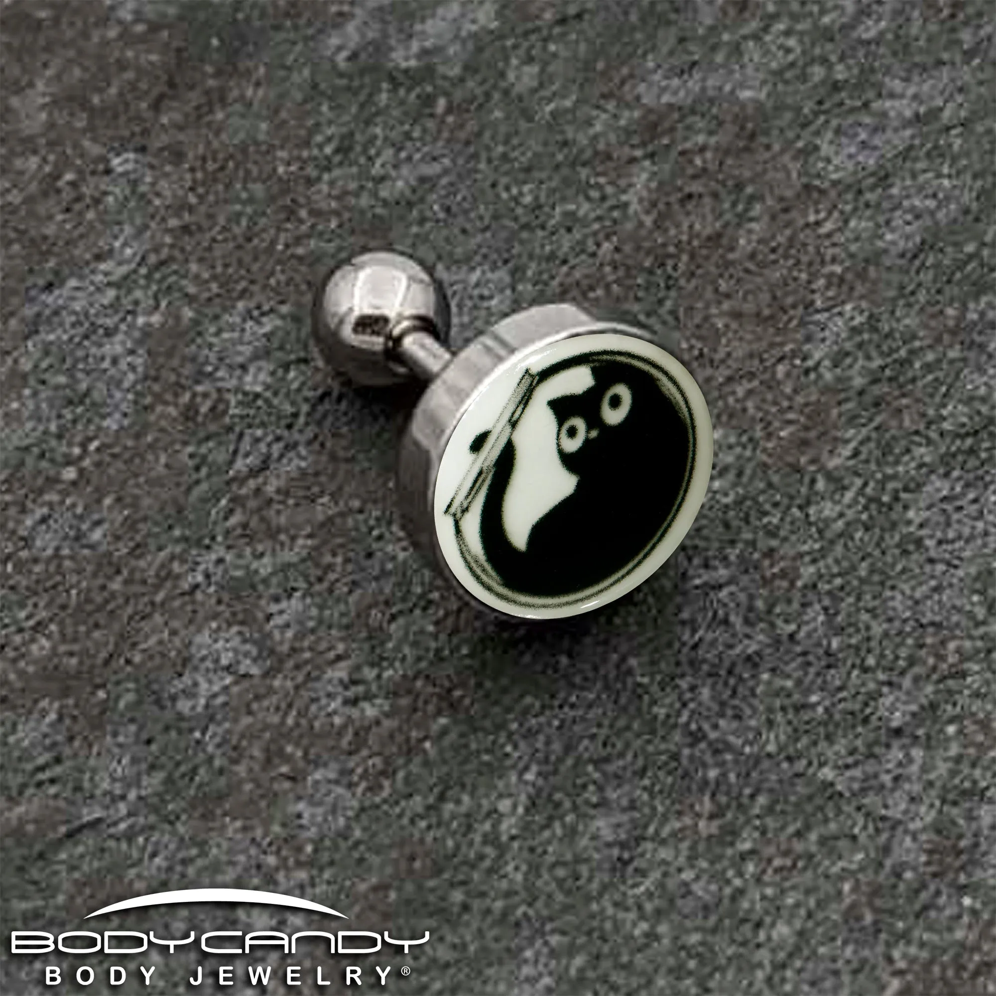 16 Gauge Glow in the Dark Fishbowl Kitty Cat Tragus Cartilage Earring