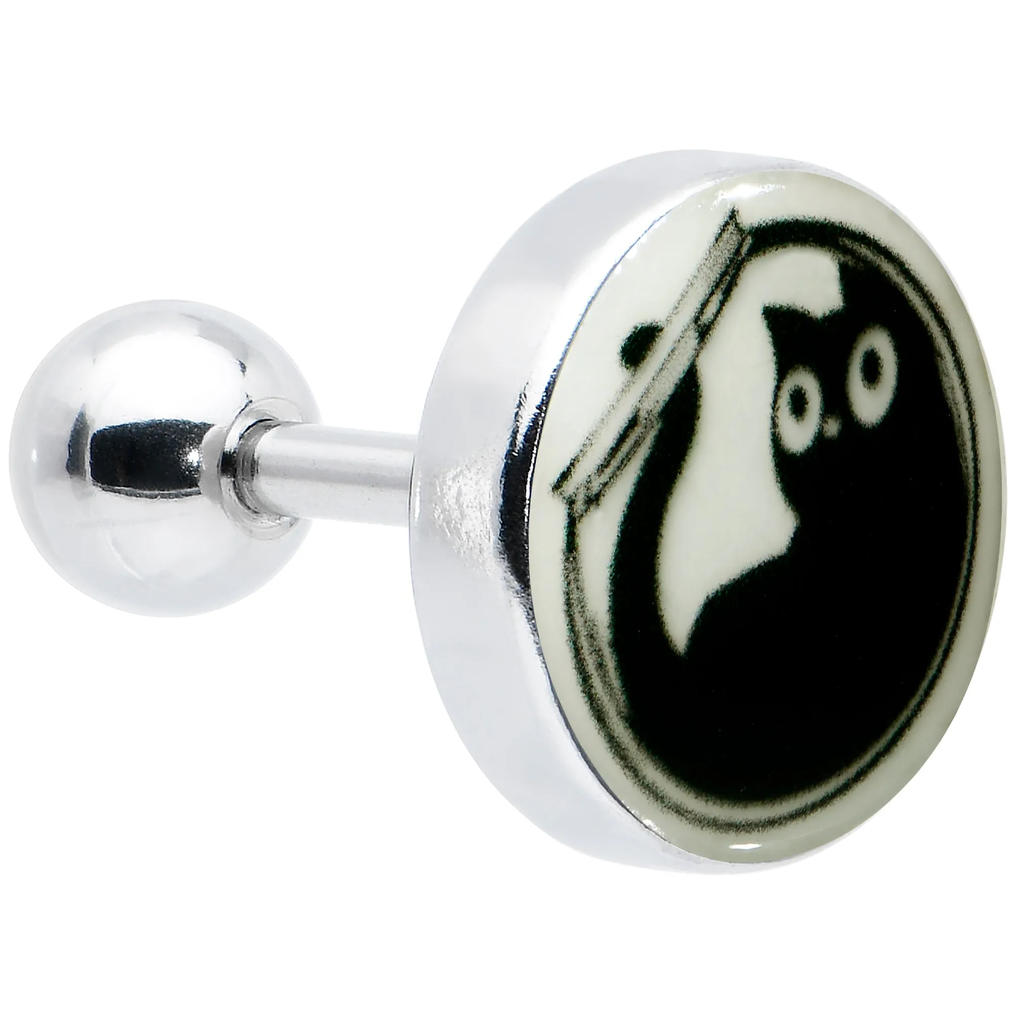 16 Gauge Glow in the Dark Fishbowl Kitty Cat Tragus Cartilage Earring