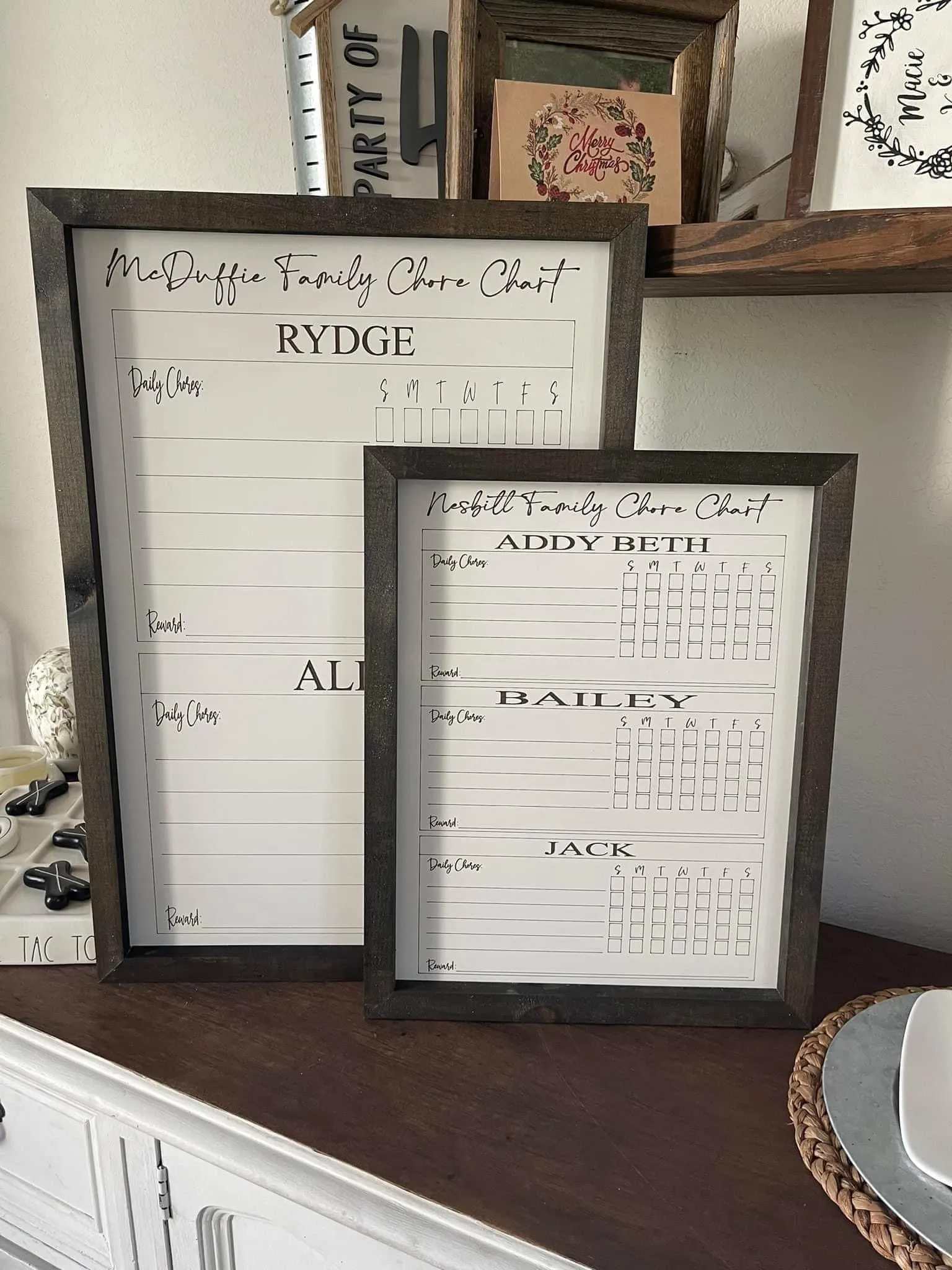 18”x23” Wood Engraved Dry-Erase Chore Chart – Customizable Family Organizer