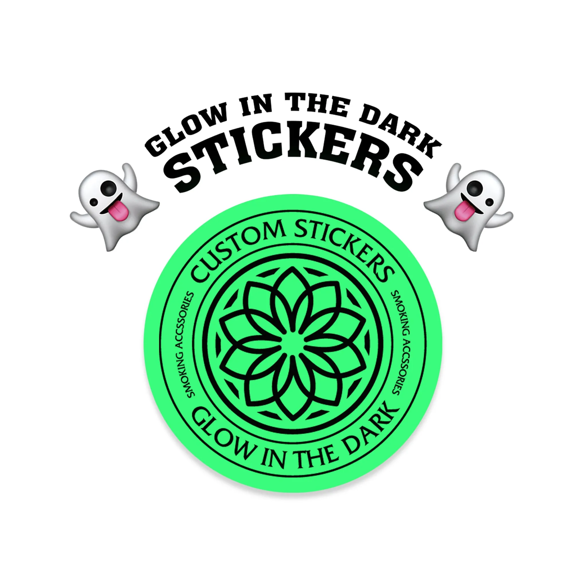 2" Custom Printed Glow in the Dark Stickers