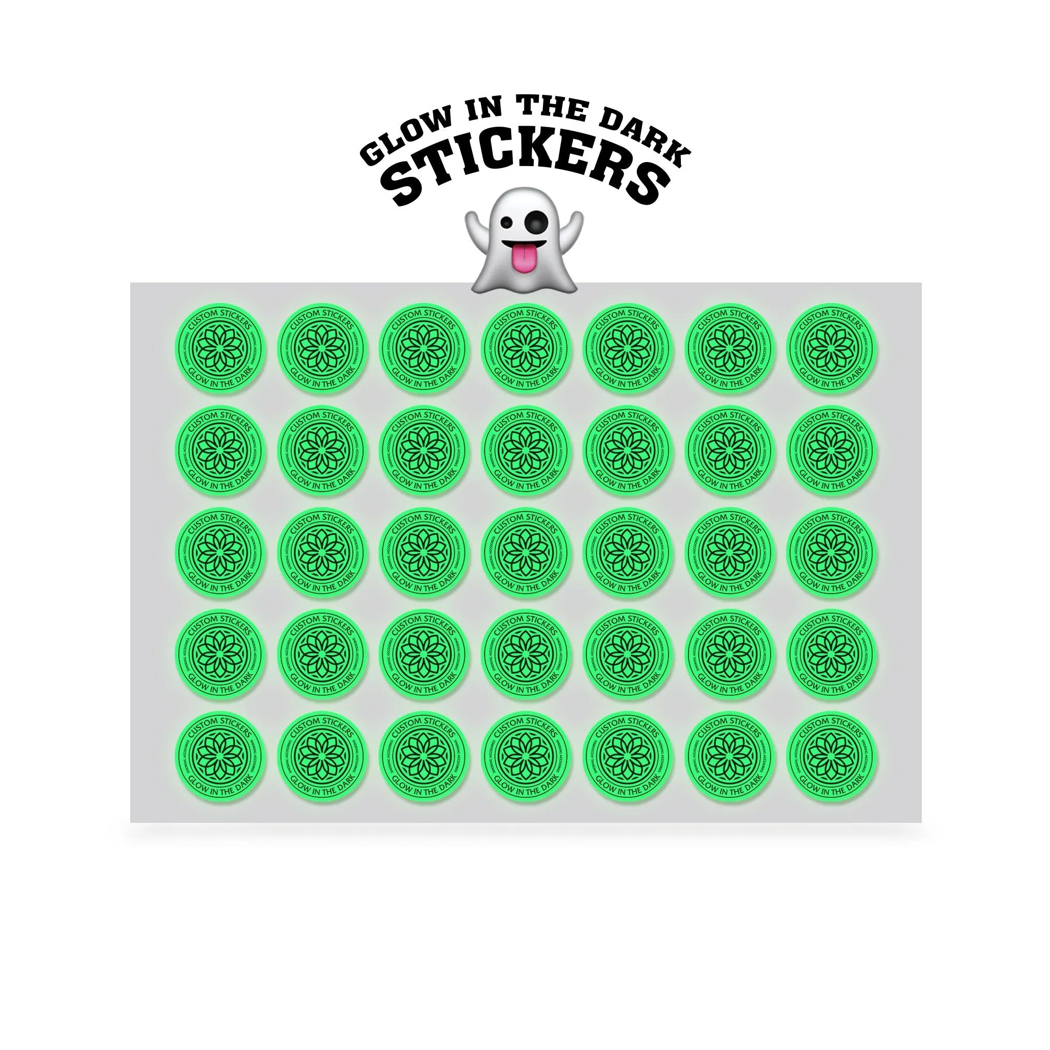 2" Custom Printed Glow in the Dark Stickers