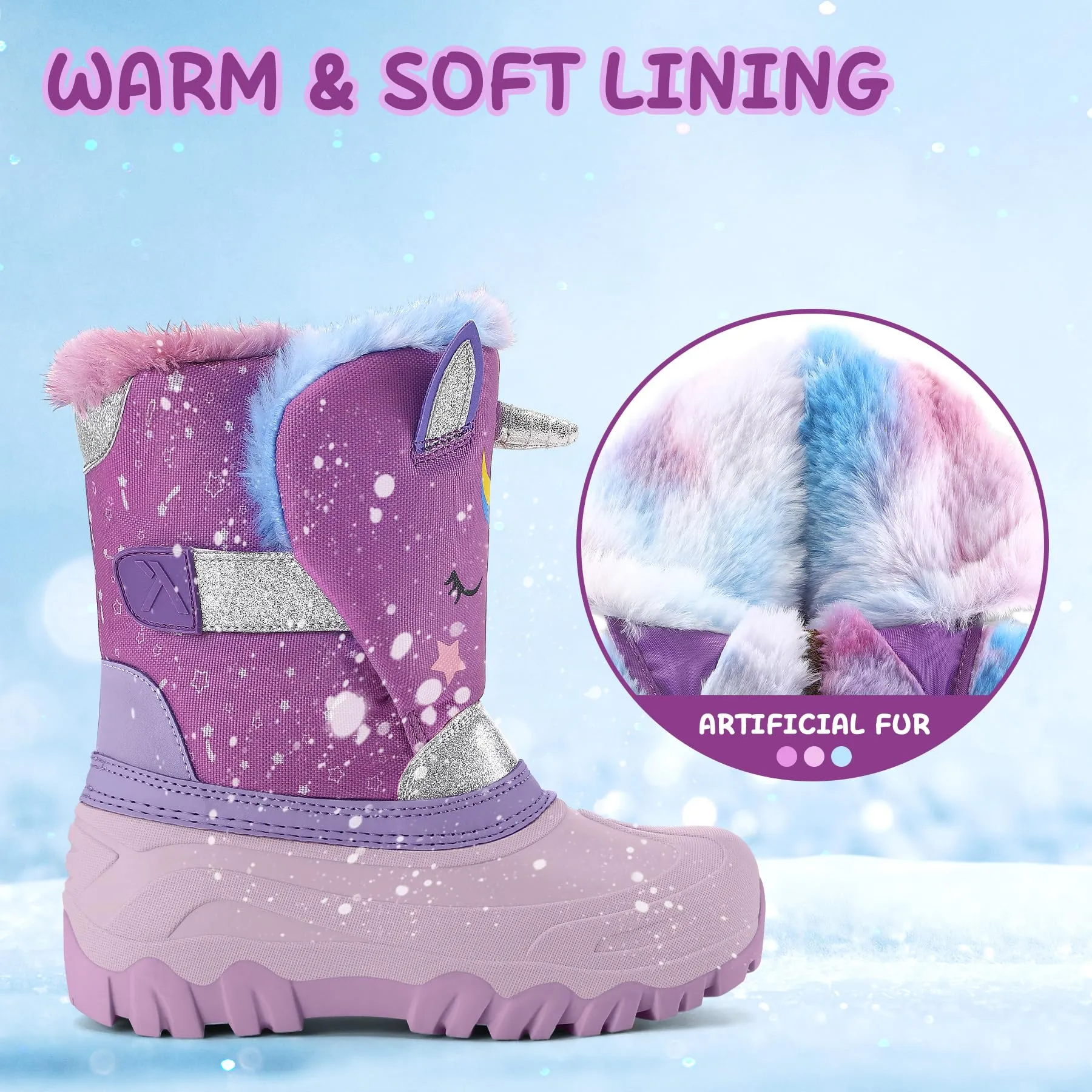 3D Unicorn Flower Snow Boots