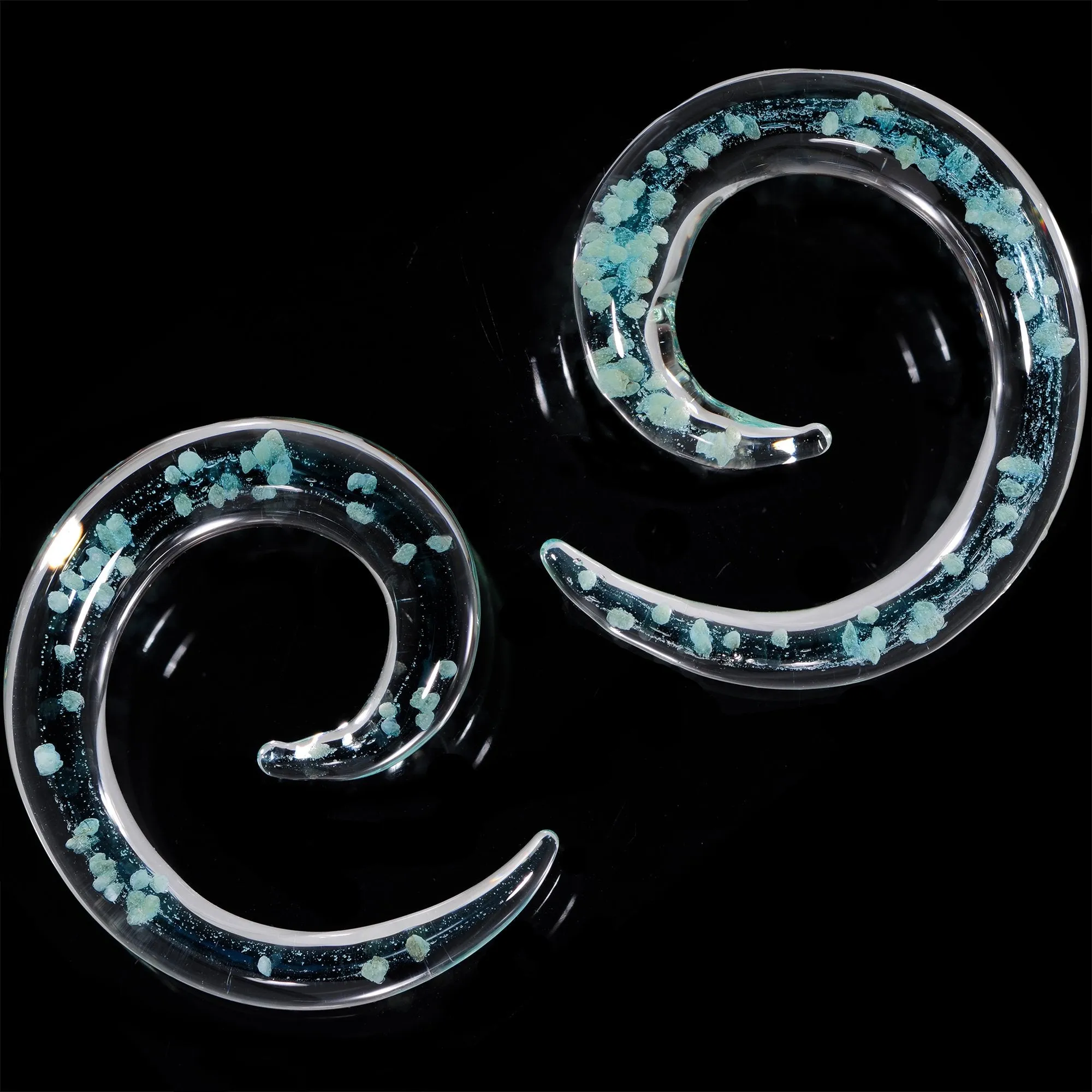 4 Gauge Aqua Sky Glow in the Dark Glass Spiral Taper Set