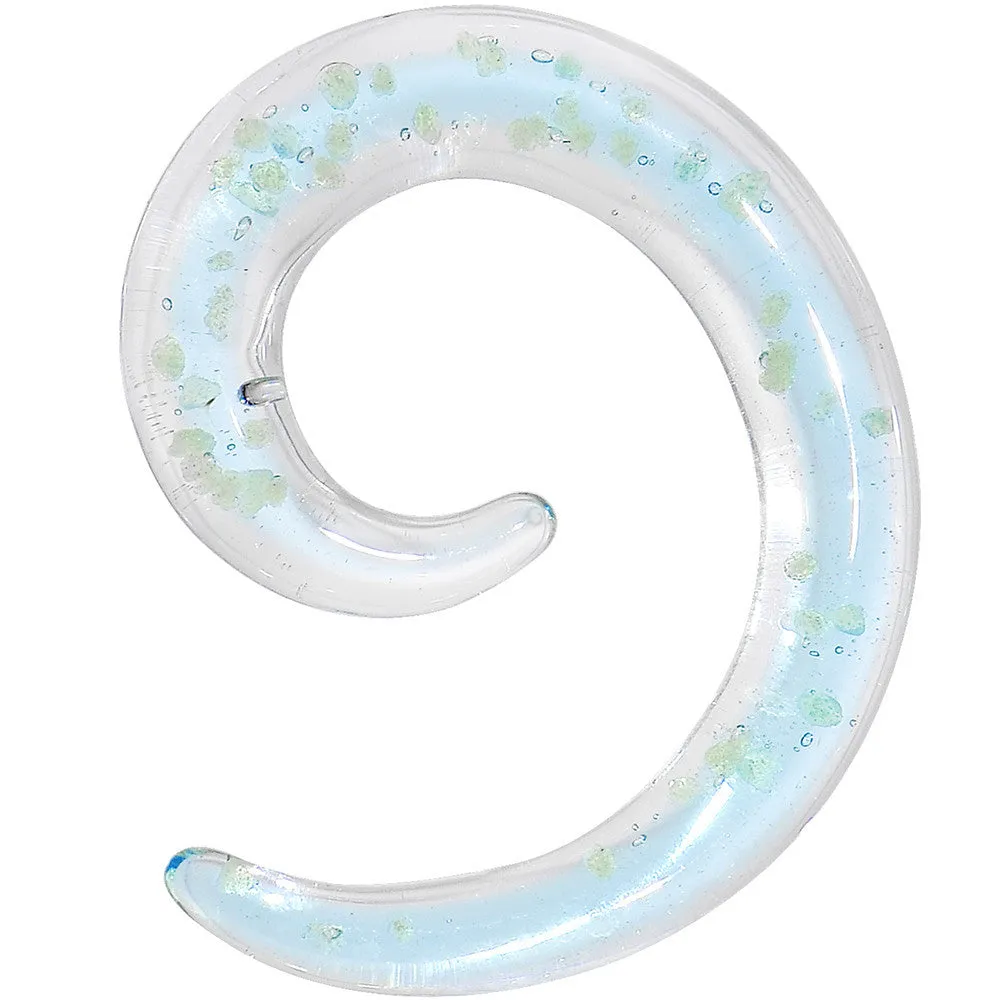 4 Gauge Aqua Sky Glow in the Dark Glass Spiral Taper Set