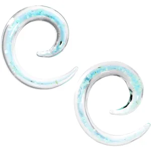 4 Gauge Aqua Sky Glow in the Dark Glass Spiral Taper Set