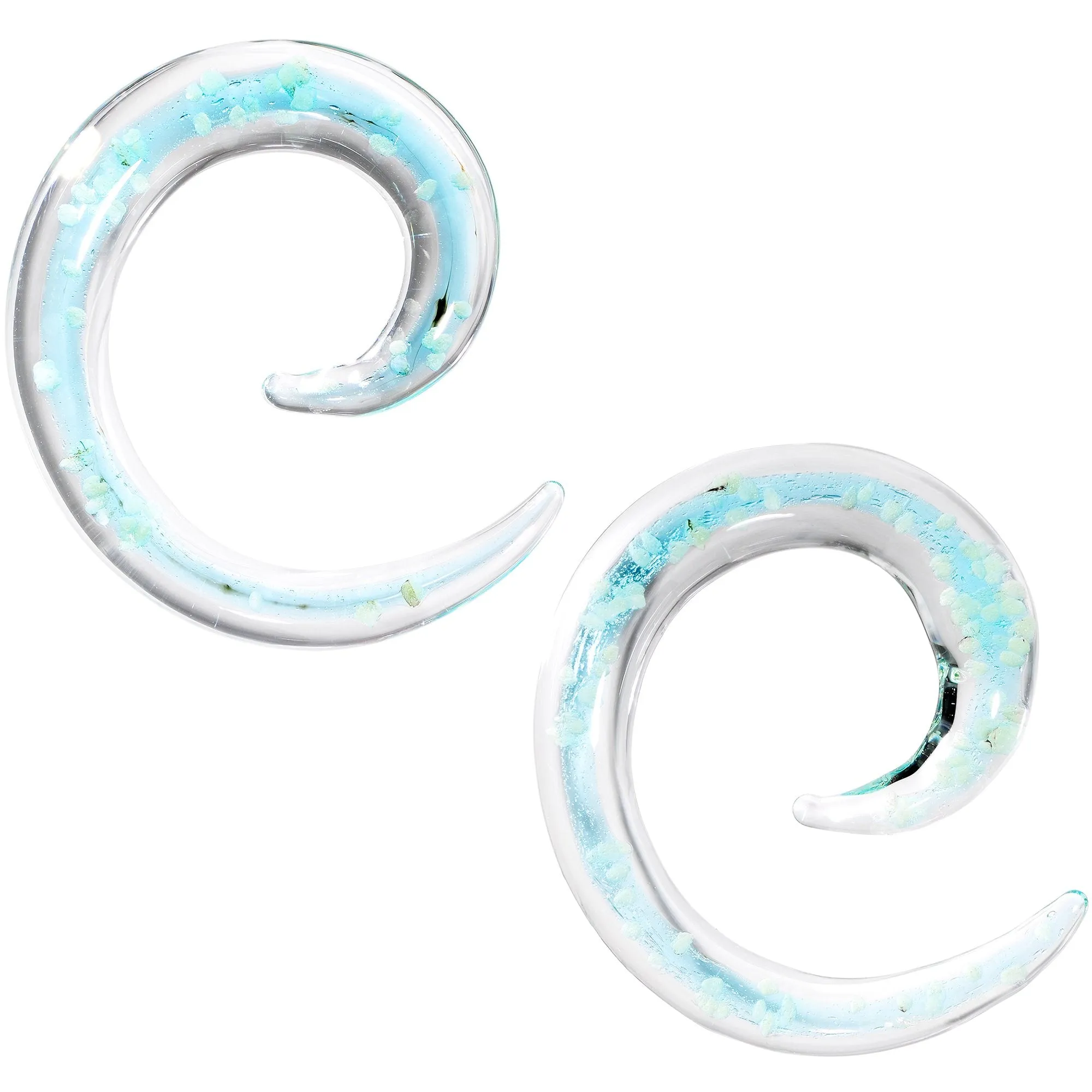 4 Gauge Aqua Sky Glow in the Dark Glass Spiral Taper Set