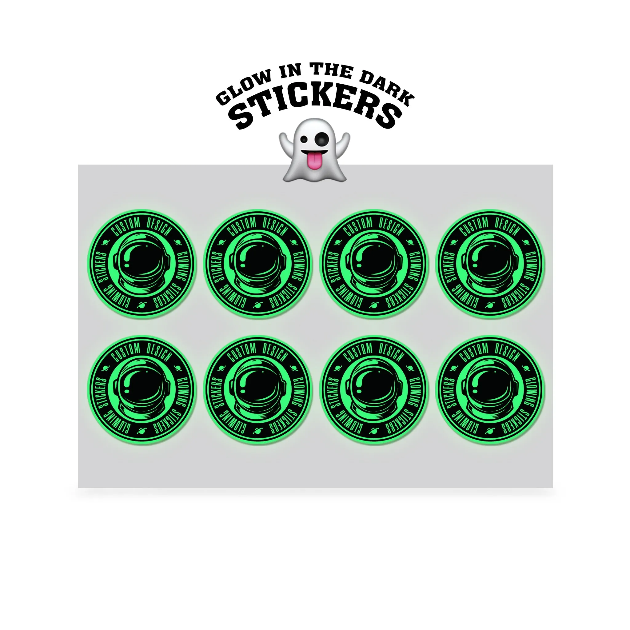 4" Custom Printed Glow in the Dark Stickers
