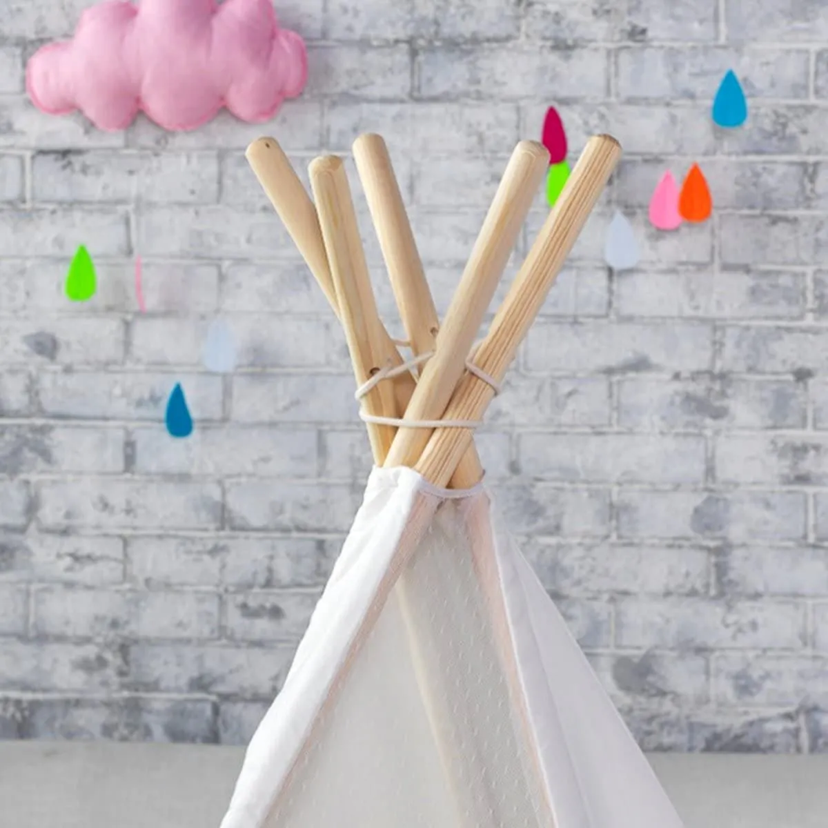 5 Poles Giant Kids Teepee Tent (Natural Canvas) - ONLINE ONLY