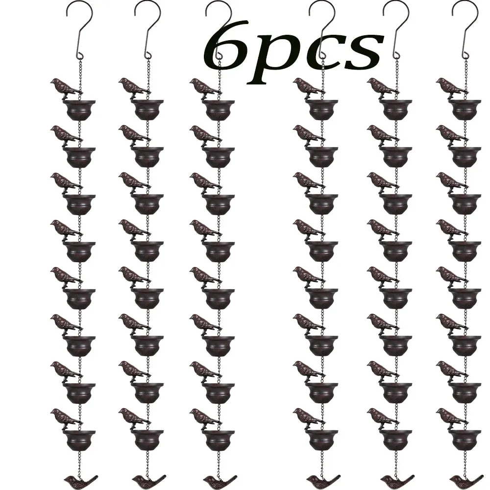 6/1pcs Bird Rain Chain Metal Rain Catcher For Roofing Gutters Outdoor Decorative Hanging Chain Drainage Rain Chain Downspout Too