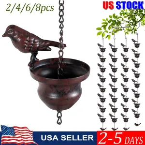 6/1pcs Bird Rain Chain Metal Rain Catcher For Roofing Gutters Outdoor Decorative Hanging Chain Drainage Rain Chain Downspout Too