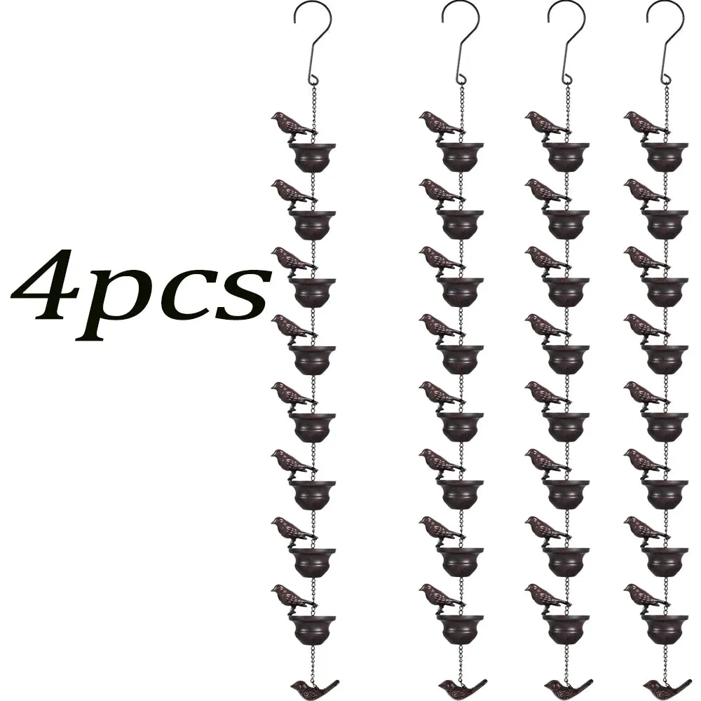 6/1pcs Bird Rain Chain Metal Rain Catcher For Roofing Gutters Outdoor Decorative Hanging Chain Drainage Rain Chain Downspout Too