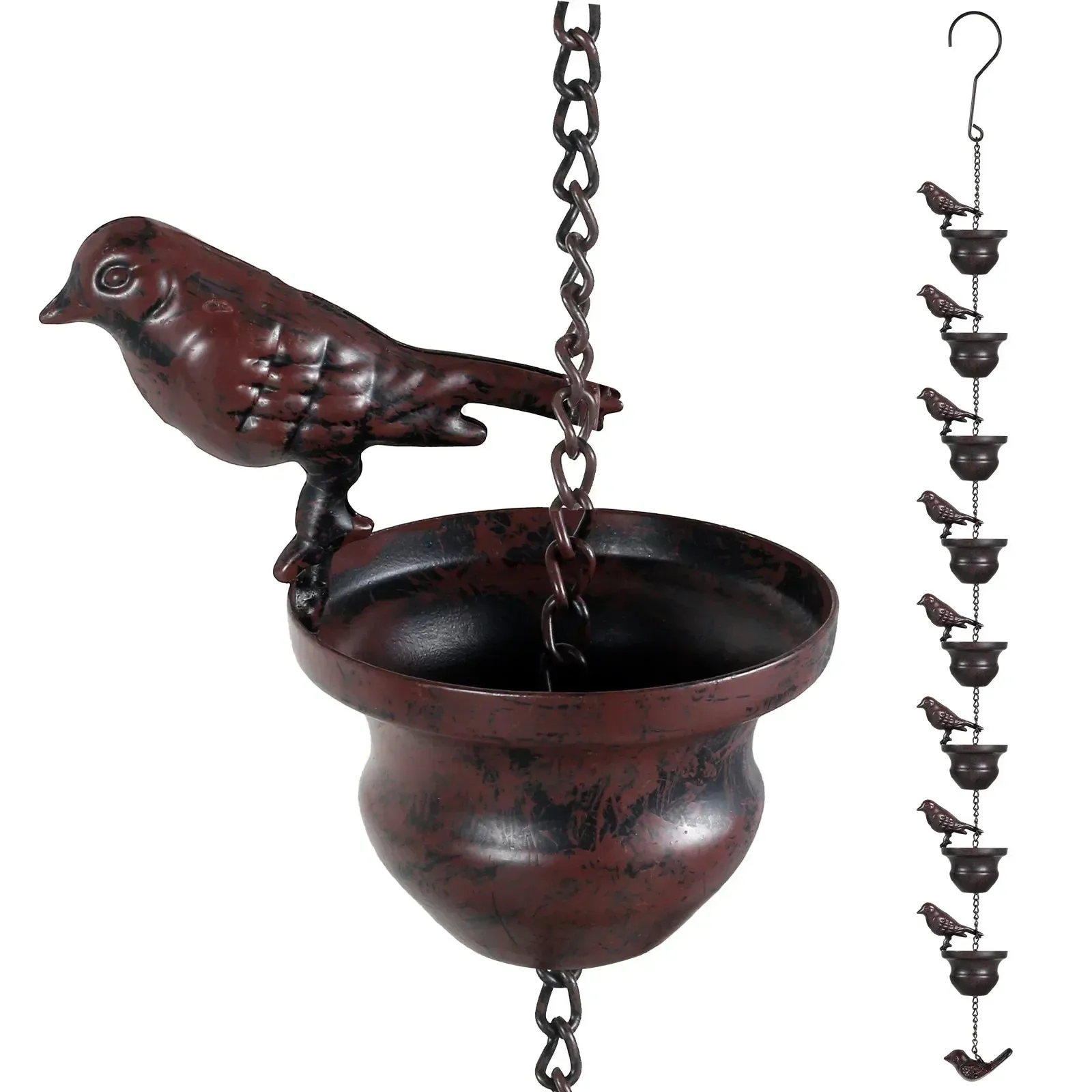 6/1pcs Bird Rain Chain Metal Rain Catcher For Roofing Gutters Outdoor Decorative Hanging Chain Drainage Rain Chain Downspout Too