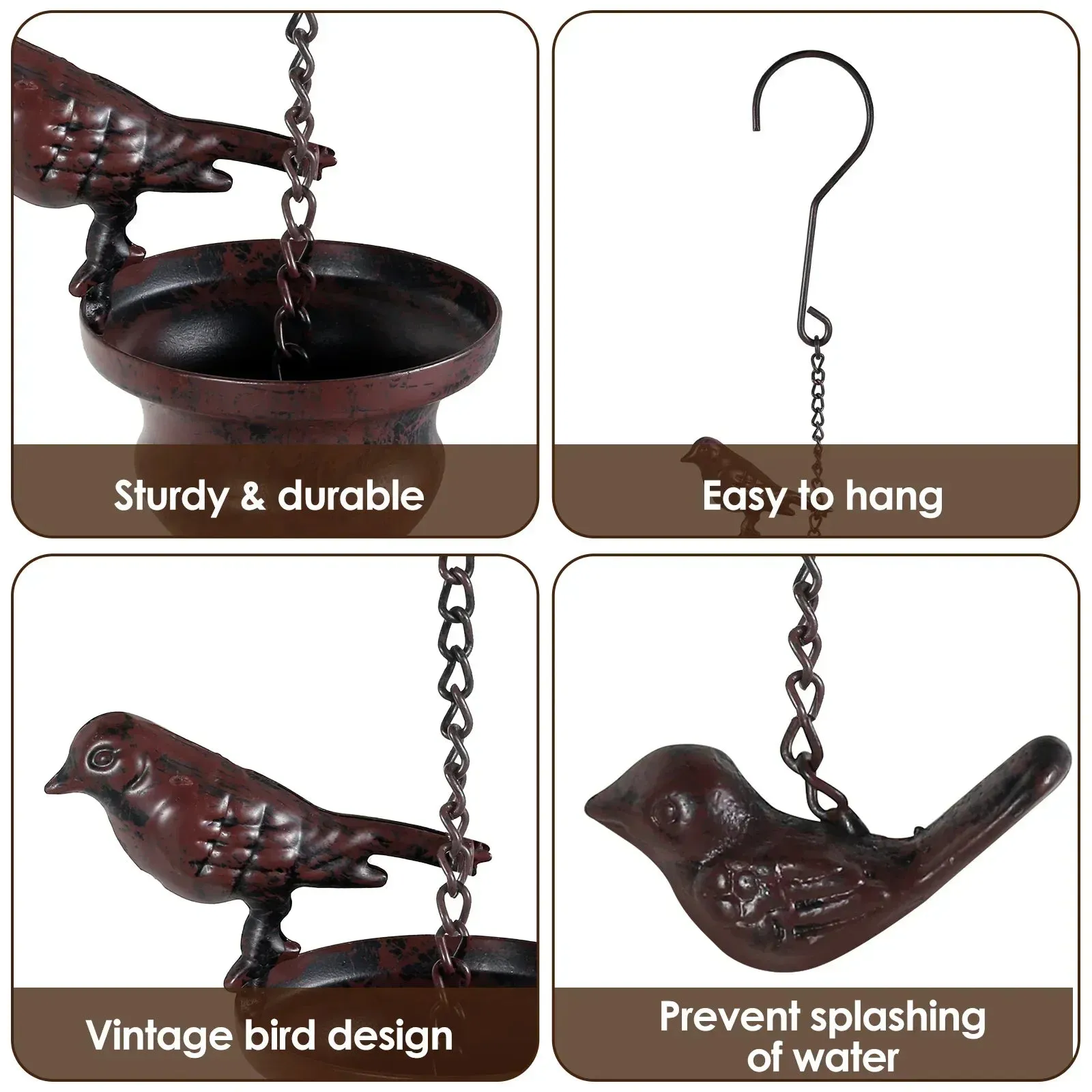 6/1pcs Bird Rain Chain Metal Rain Catcher For Roofing Gutters Outdoor Decorative Hanging Chain Drainage Rain Chain Downspout Too
