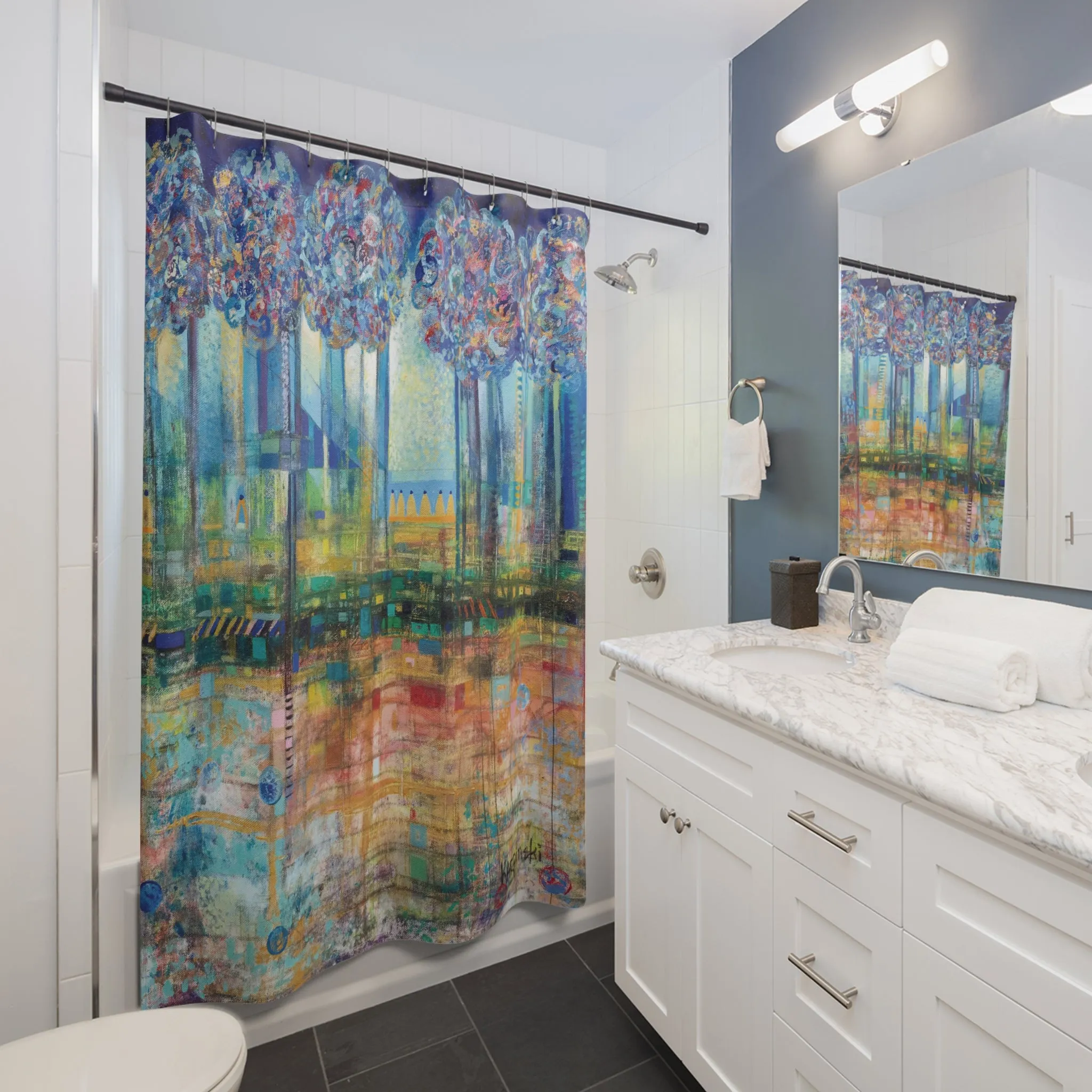 Abstract Landscape Art Nature Shower Curtain - Rise up to the Gates by Leslie Karpinski