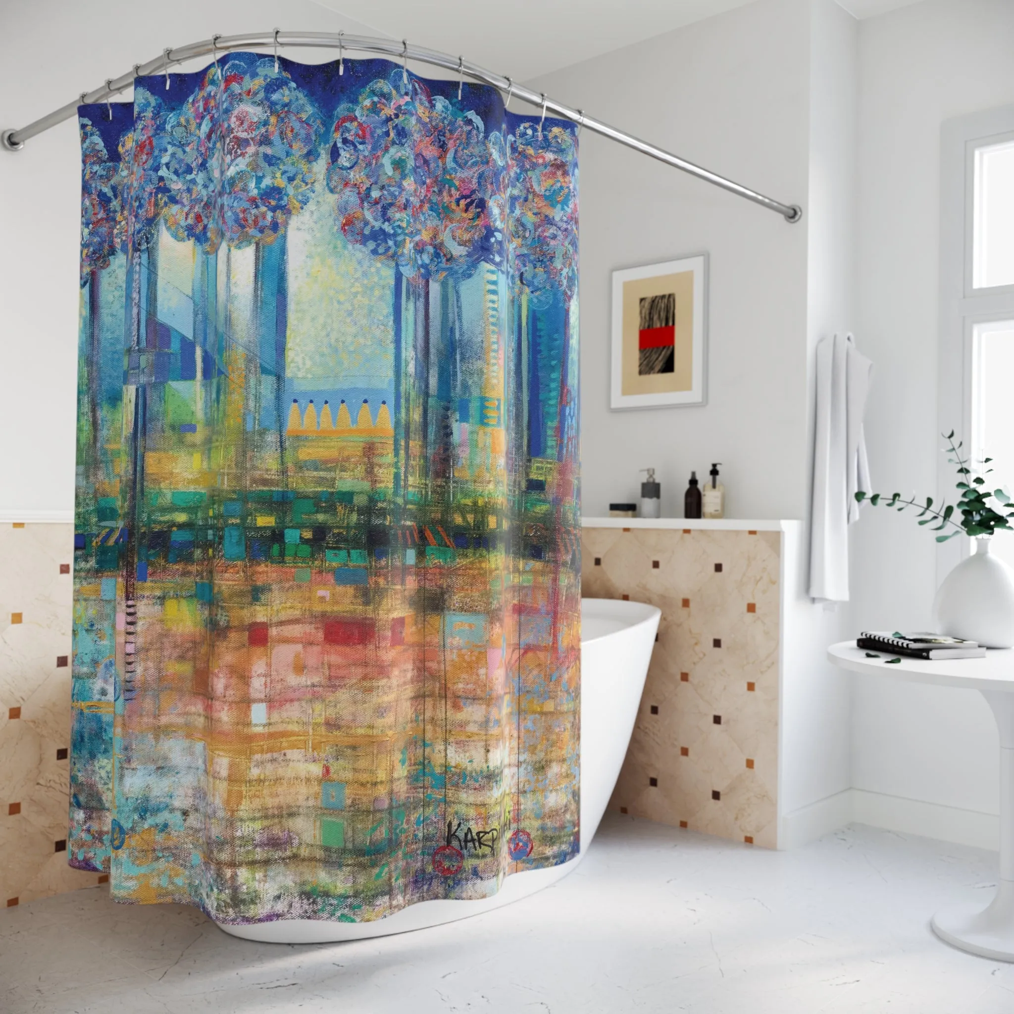 Abstract Landscape Art Nature Shower Curtain - Rise up to the Gates by Leslie Karpinski