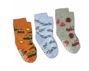Airplanes, Construction and Firefighter Socks 3-Pack