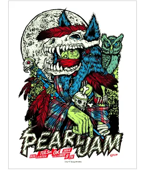 Ames Bros Pearl Jam Tulsa, OK Glow-in-the-Dark Screen print Signed 2014