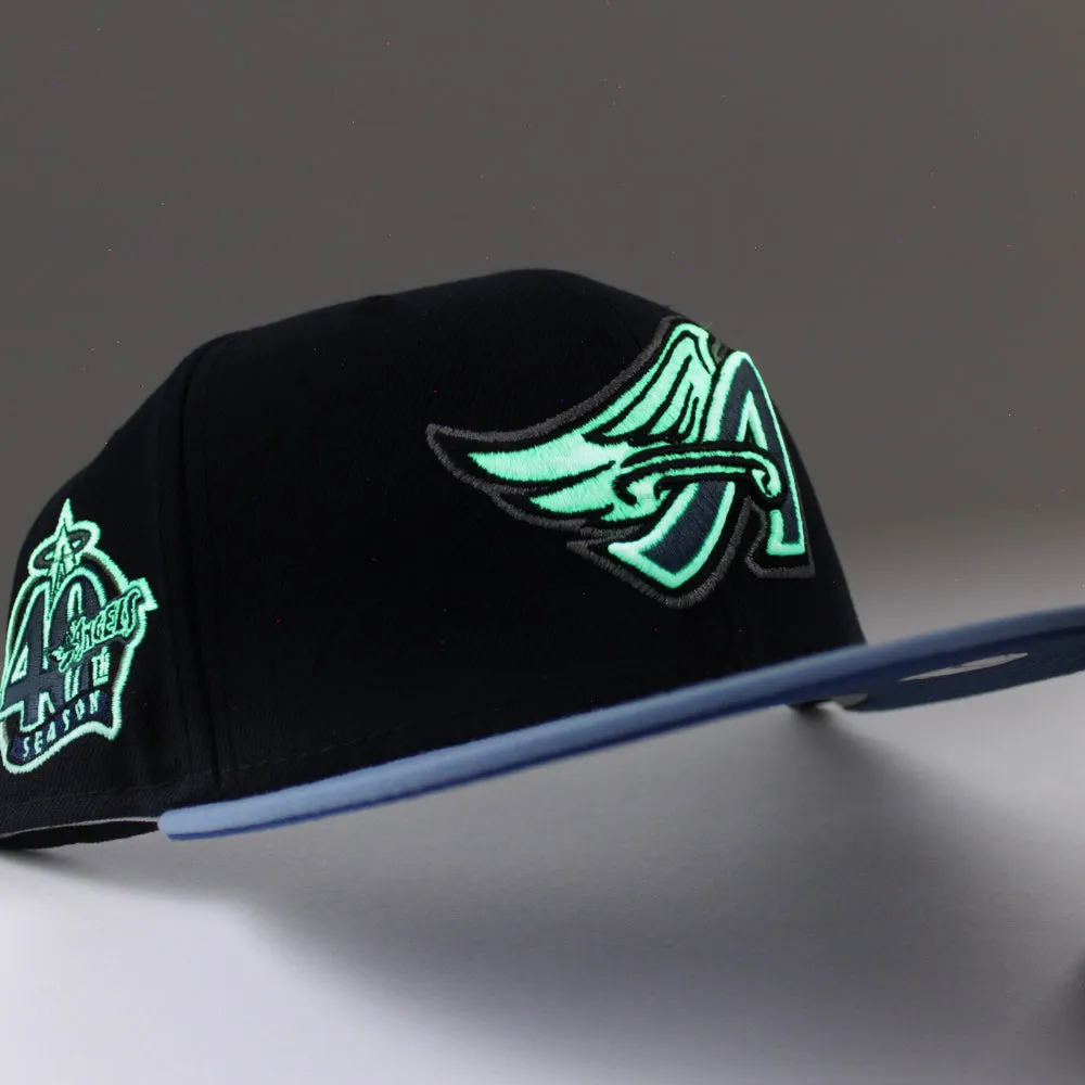 Anaheim Angels 40th Anniversary New Era 59Fifty Fitted Hat (GITD Blue Sky Blue Aqua Under Brim)