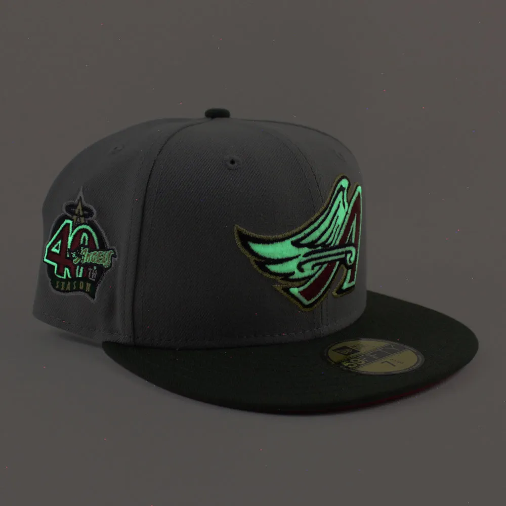 Anaheim Angels 40th Season New Era 59Fifty Fitted Hat (Glow in the Dark Misty SeaWeed Red Under Brim)