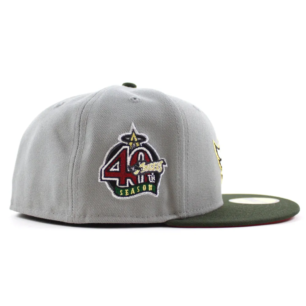 Anaheim Angels 40th Season New Era 59Fifty Fitted Hat (Glow in the Dark Misty SeaWeed Red Under Brim)