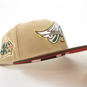 Anaheim Angels 40th Year Anniversary New Era 59Fifty Fitted Hat (GITD Camel Burnt Wood Red Under Brim)
