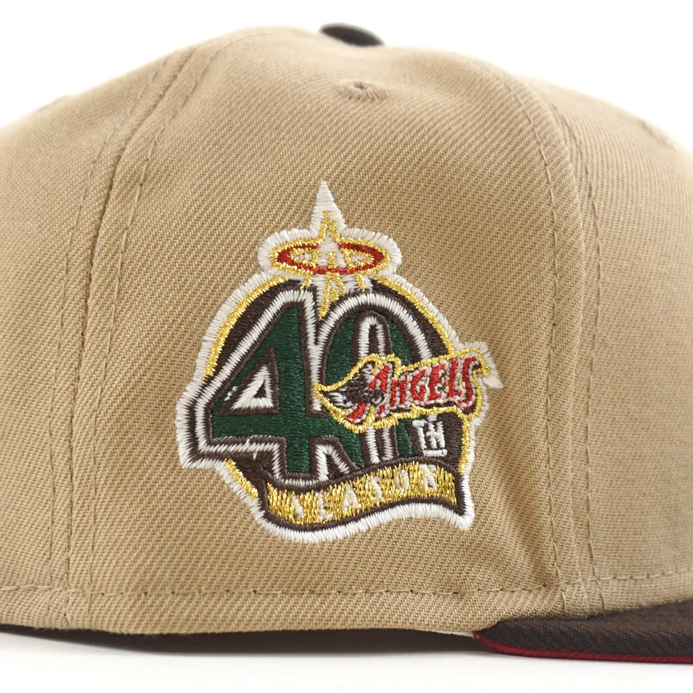 Anaheim Angels 40th Year Anniversary New Era 59Fifty Fitted Hat (GITD Camel Burnt Wood Red Under Brim)
