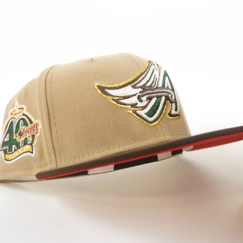 Anaheim Angels 40th Year Anniversary New Era 59Fifty Fitted Hat (GITD Camel Burnt Wood Red Under Brim)