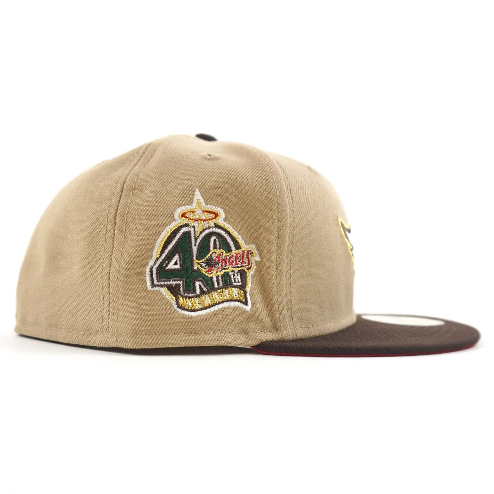 Anaheim Angels 40th Year Anniversary New Era 59Fifty Fitted Hat (GITD Camel Burnt Wood Red Under Brim)