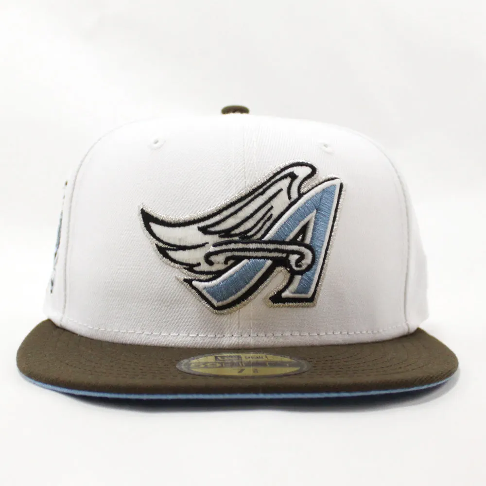 Anaheim Angels 50 Year Anniversary New Era 59Fifty Fitted Hat (GITD White Brown Sky Blue Under Brim)
