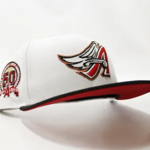 Anaheim Angels 50th Anniversary New Era 59Fifty Fitted Hat (GITD White Black Red Under Brim)