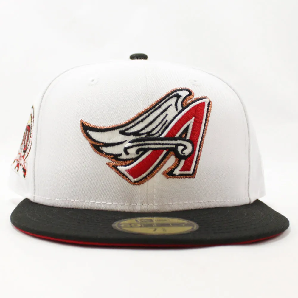 Anaheim Angels 50th Anniversary New Era 59Fifty Fitted Hat (GITD White Black Red Under Brim)