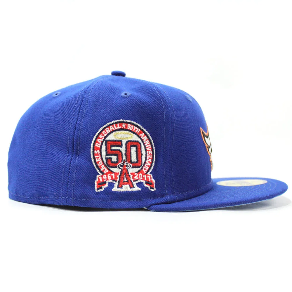 Anaheim Angels 50th Anniversary New Era 59Fifty Fitted Hat (Glow in the Dark Blue Sky Blue Under Brim)