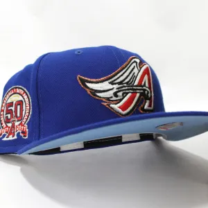 Anaheim Angels 50th Anniversary New Era 59Fifty Fitted Hat (Glow in the Dark Blue Sky Blue Under Brim)