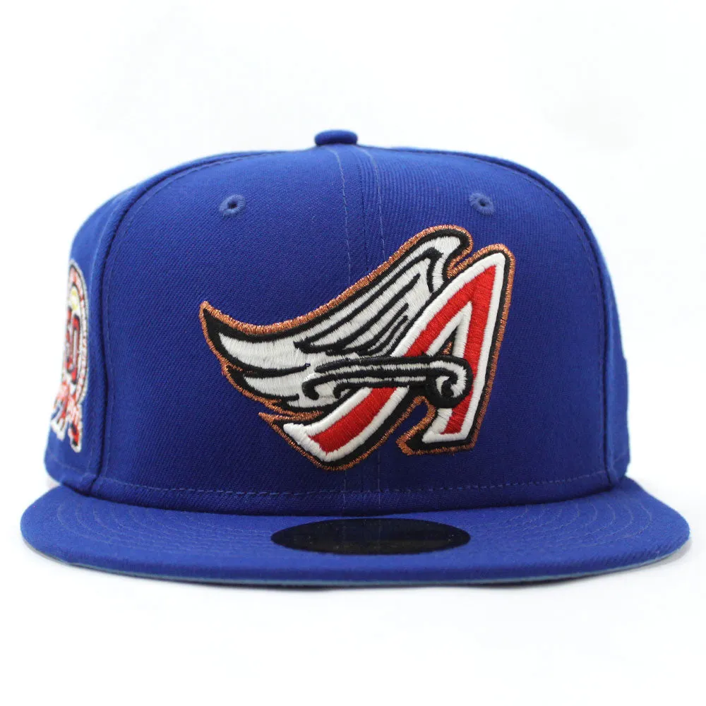 Anaheim Angels 50th Anniversary New Era 59Fifty Fitted Hat (Glow in the Dark Blue Sky Blue Under Brim)