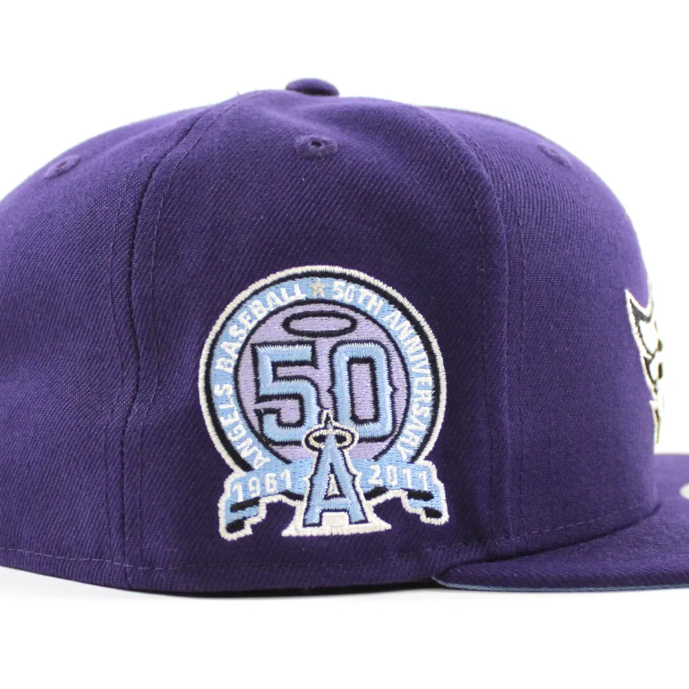 Anaheim Angels 50th Anniversary New Era 59Fifty Fitted Hat (Purple Sky Blue Under Brim)