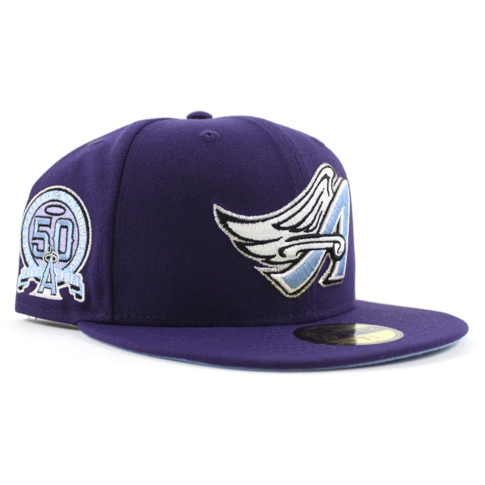 Anaheim Angels 50th Anniversary New Era 59Fifty Fitted Hat (Purple Sky Blue Under Brim)