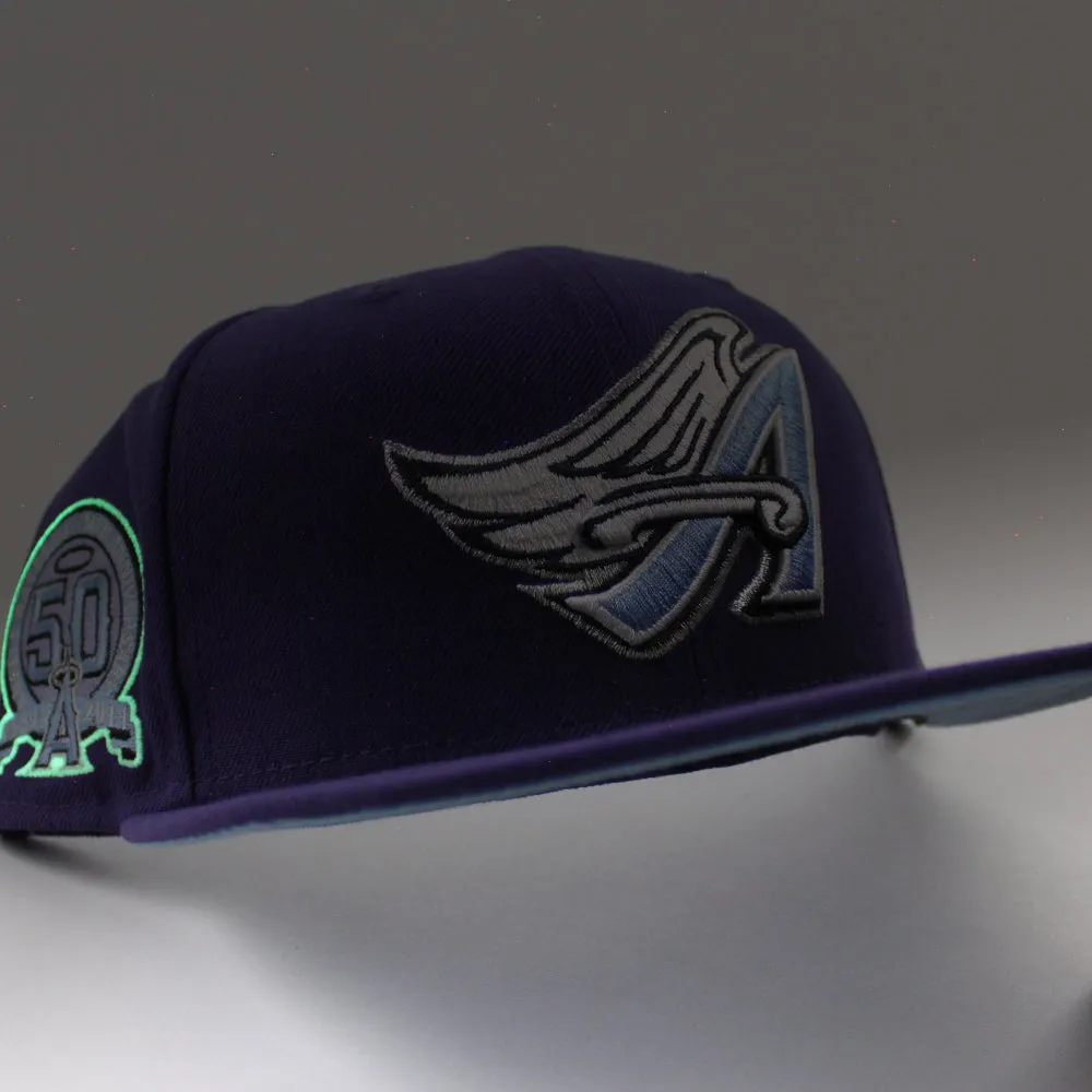 Anaheim Angels 50th Anniversary New Era 59Fifty Fitted Hat (Purple Sky Blue Under Brim)
